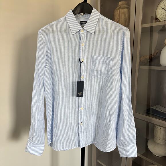 Faherty Laguna Linen Summer Classic Stripe Long Sleeve Shirt XXL NEW Button Up - Picture 2 of 7